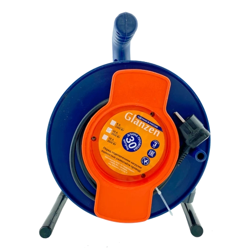 Удлинитель силовой на катушке GLANZEN ПВС 2х1,5 арт. EC-30-010
