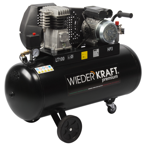 WDK-91040  Масляный поршневой компрессор с ременным приводом:400 л/мин, ресивер 100л, 9 бар