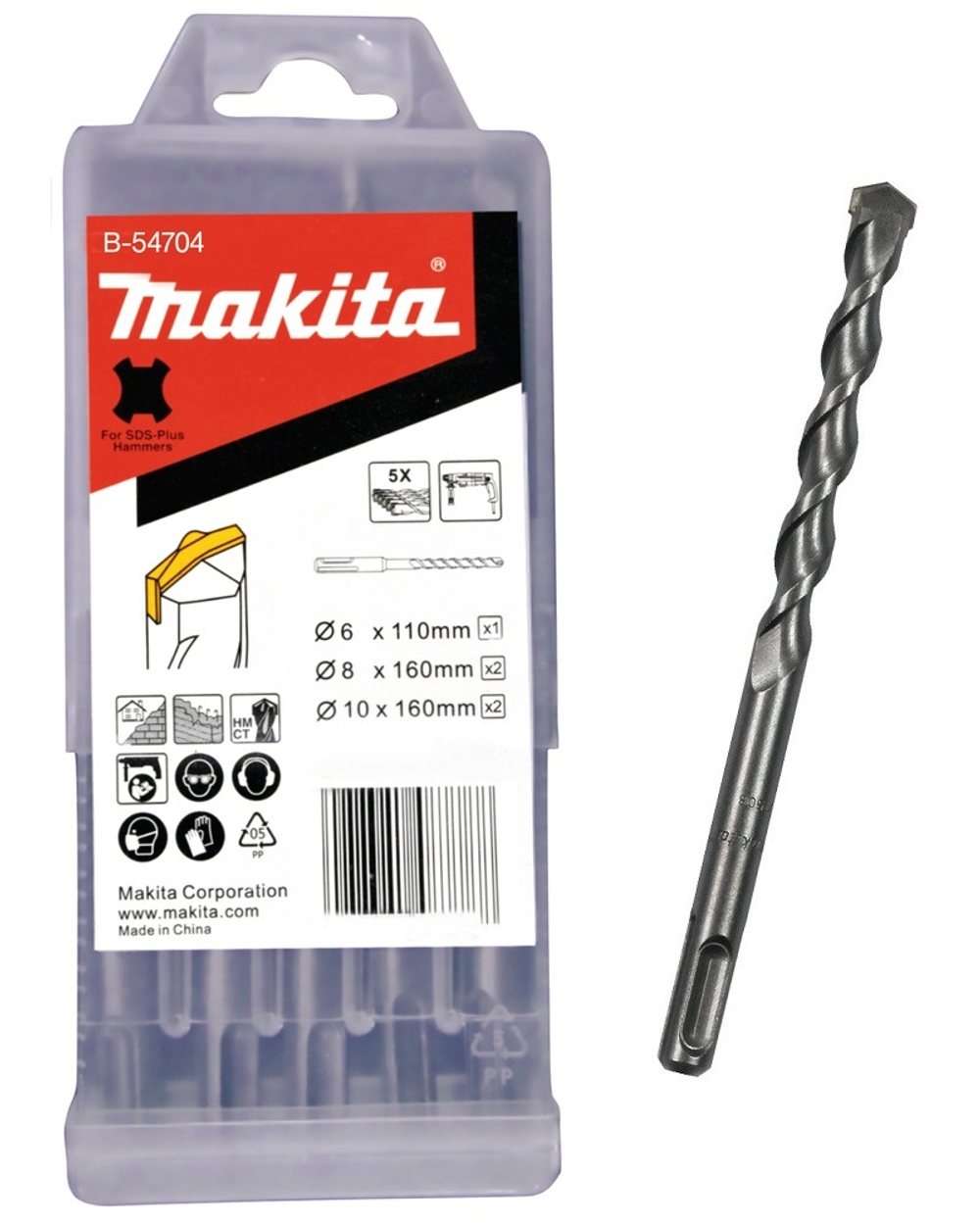 Набор буров по бетону SDS-Plus (6х110; 8,10х160) 5 шт Makita B-54704