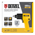 Ударный пневмогайковерт IW680, 1/2", 7000 об/мин, 680 Нм Denzel