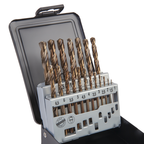 WDK-DC19 Набор сверл по металлу 1-10 мм, шаг 0,5 мм, HSS-Co, 19 предметов, металлический кейс