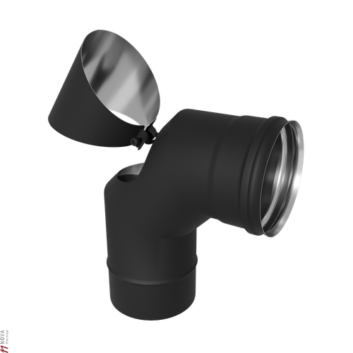 Колено Феррум ревизия угол 90° нержавеющее (430/0,8мм) ф115 черный