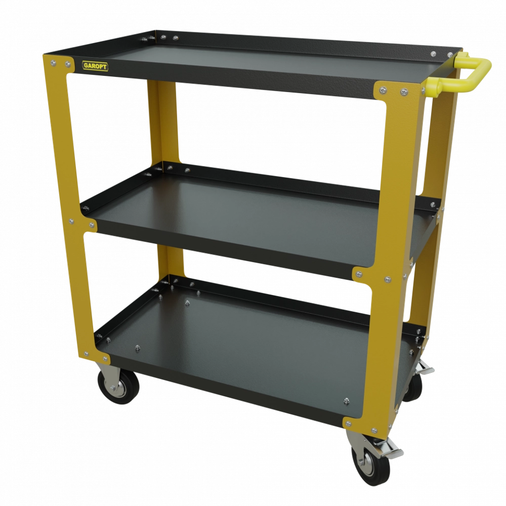 gt3.yell Инструментальная тележка GAROPT, три полки, cерия "No boxes", Желтая