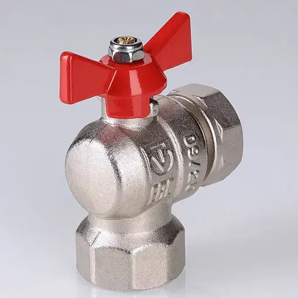 Кран шаровый с накидной гайкой угловой ½"в x ½"нг Valtec VT.266.NS.0404