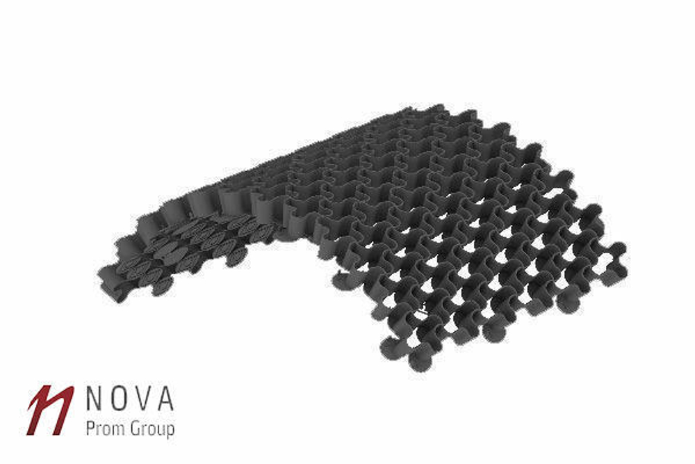Газонная решетка пластиковая черная "волна" для гравийной засыпки