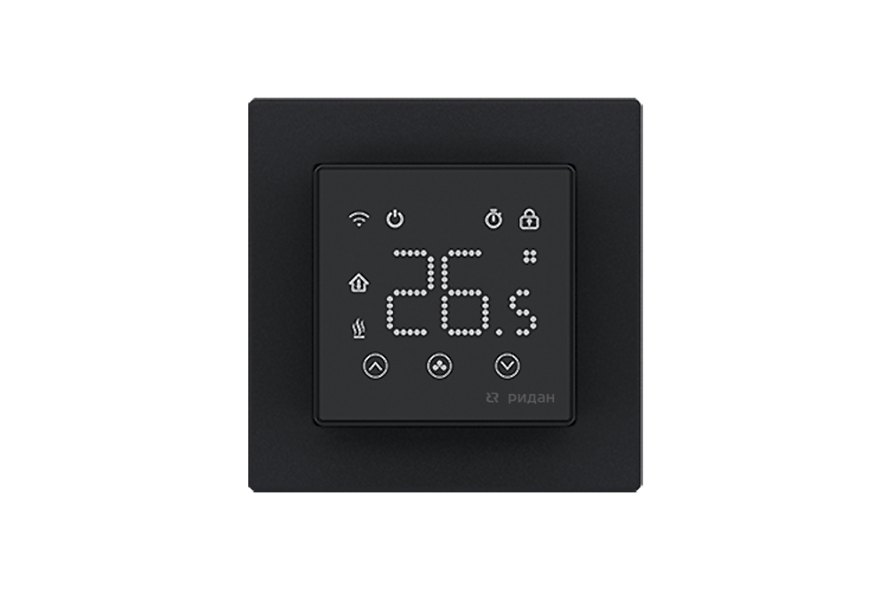 21RT0109R — Ридан Clever терморегулятор с Wi-Fi черный, IP 20, размеры 86 x 86 x 44,5 мм, диапазон регулирования температуры 5...40 °С