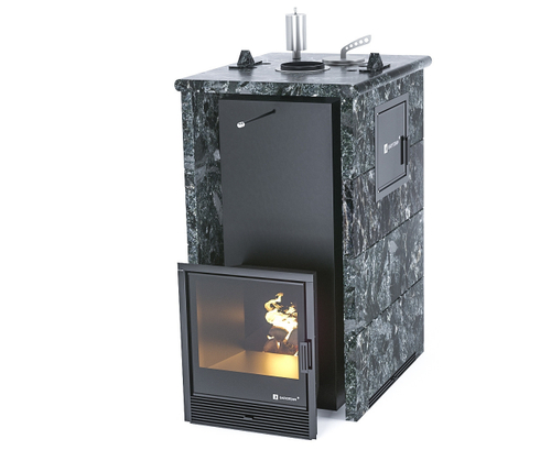 Печь для бани ИзиСтим Геленджик М2 Premium в трехстор. кожухе из пироксенита вход справа закр.верх