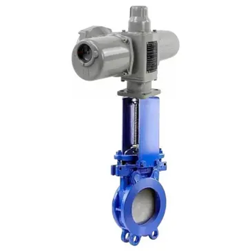 Задвижка шиберная DN.ru GVKN1331N-2W-Fb-ОСТ Ду200 Ру10 двухсторонняя, межфланцевая, шпиндель - невыдвижной, корпус - чугун GGG40, шибер - нержавеющая сталь 304, уплотнение - NBR, WENZ, с электроприводом многооборотным ГЗ-Б.200/24 380В