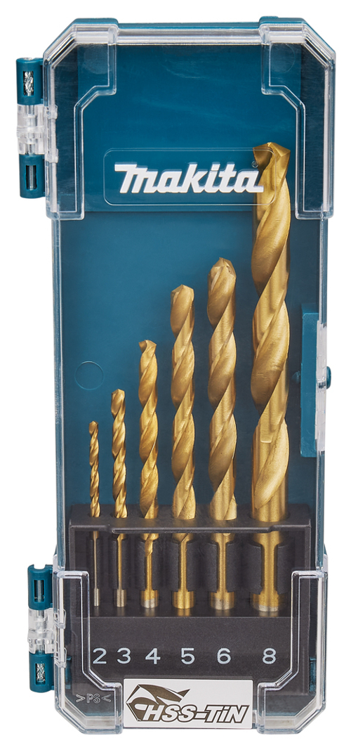 Набор сверл по металлу HSS-TiN, 2-8 мм, 6 шт Makita D-72833