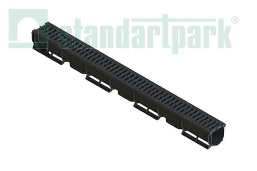 Лоток водоотводный пластиковый S'park 1 с пластиковой решеткой кл. А15 (комплект)