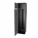 Шкаф для раздевалок GT205SHP.GREY (500мм х 500мм х 1936мм) СЕРЫЙ . Секция для обуви, двойная секция для курток с перекладиной под вешалки, верхняя антресоль с отдельным замком для головных уборов и сумок. Габариты упаковки 1630*540*155 мм (Д*Ш*В)