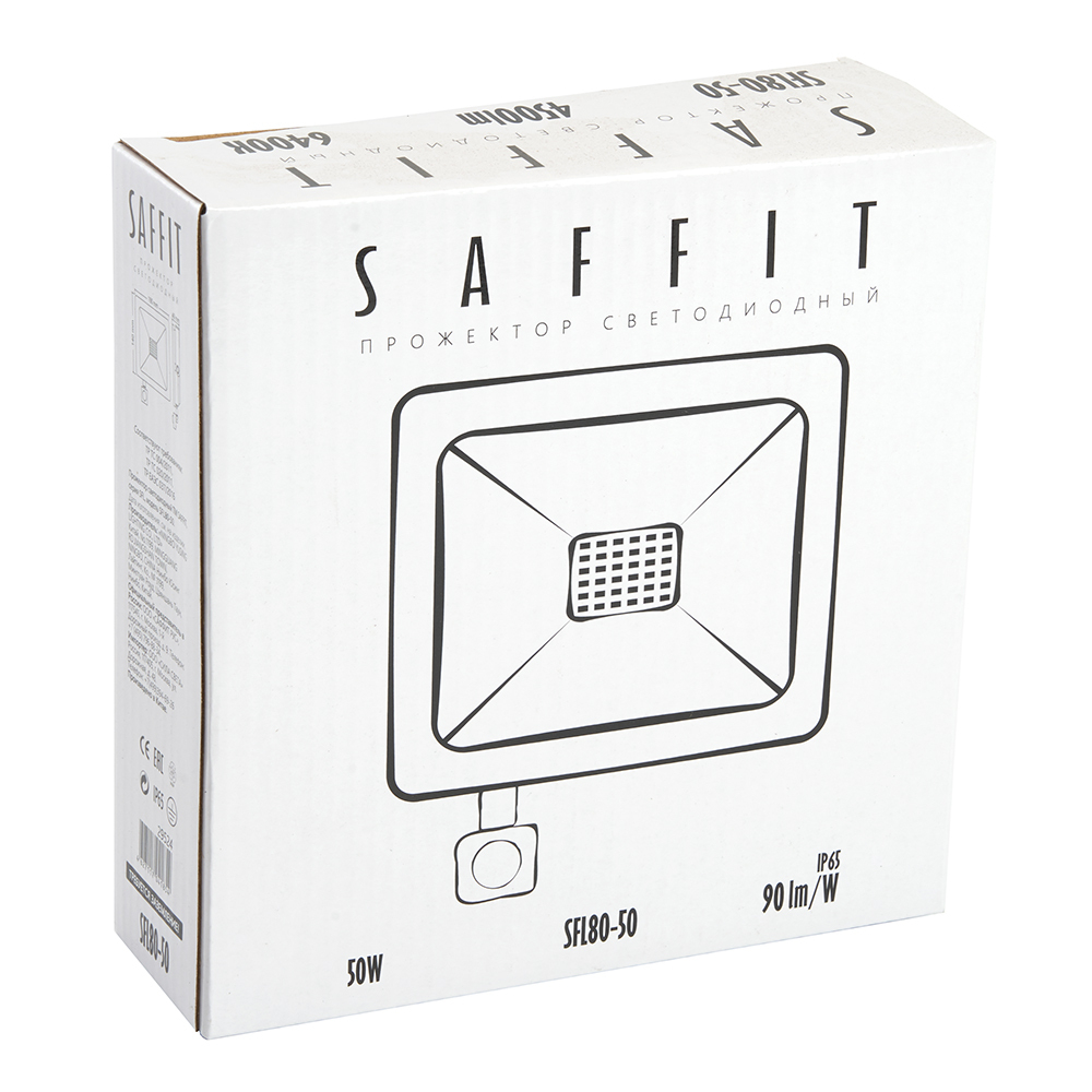Светодиодный прожектор SAFFIT с выносным датчиком SFL80-50 IP65 50W 6400K черный 29524