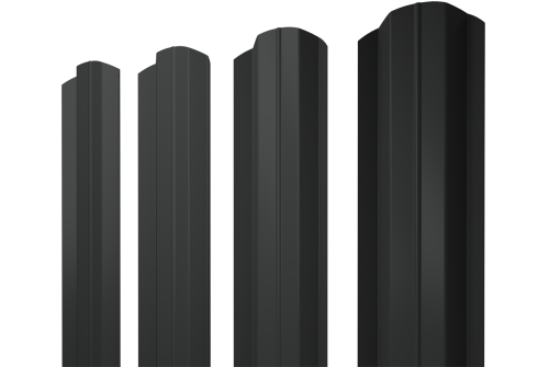 Штакетник М-образный B фигурный 0,45 PE-Double RAL 7016 антрацитово-серый