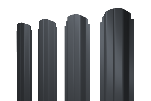 Штакетник П-образный A фигурный 0,5 PurPro RAL 7024 мокрый асфальт