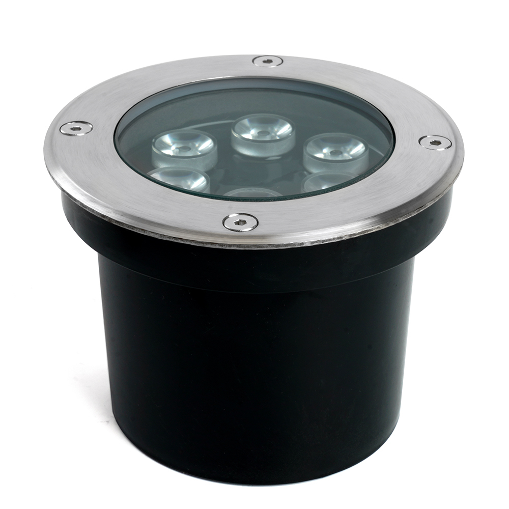 Светодиодный светильник тротуарный (грунтовый) Feron SP2802, 6W, AC12-24V, низковольтный, 3000К, металлик, D120*H90mm, вн.диаметр: 90mm, IP67 48453