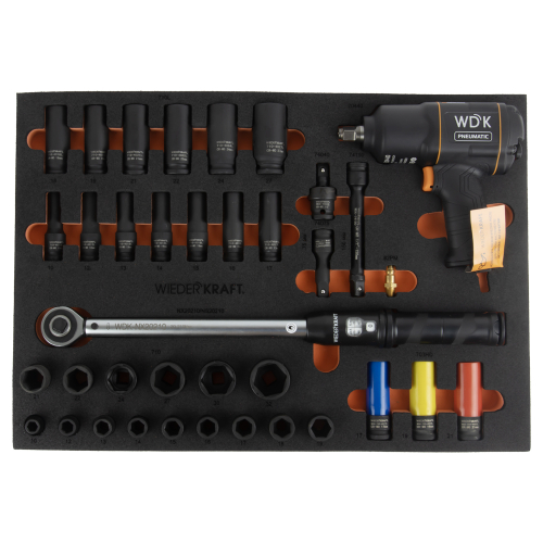 WDK-3740X Набор пневматического и динамометрического инструмента в ложементе, 37 предметов