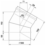 Колено Феррум угол 135° нержавеющее (430/0,5 мм) ф100