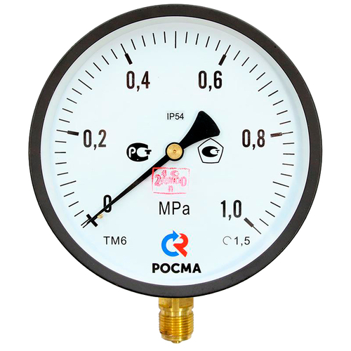 Манометр радиальный Росма ТМ-61GР.GG IP54 (G-1МПа) М2Gх1.5 1.5 общетехнический специального исполнения, 15Gмм, тип - ТМ-61GР, радиальное присоединение, шкала (G-1МПа), резьба М2Gх1.5, класс точности 1.5