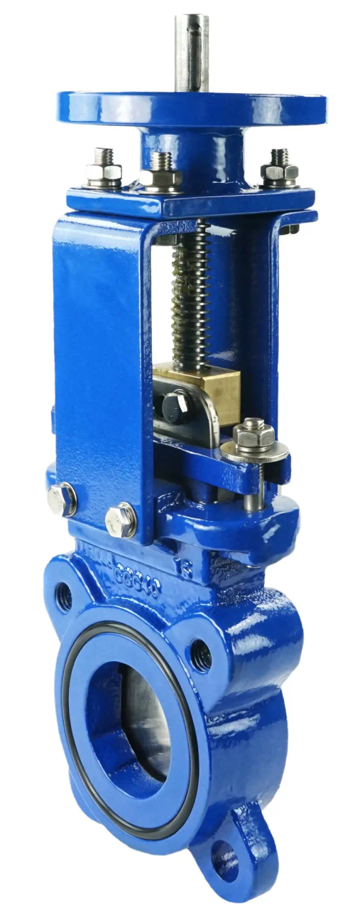 Задвижка шиберная DN.ru GVKN1331N-2W-Fb-ISO Ду50 Ру16 двусторонняя, межфланцевая, шпиндель - невыдвижной, корпус - чугун GGG40, шибер - нержавеющая сталь 304, уплотнение - NBR, с ISO-фланцем и голым штоком, круглый шток 16, F10