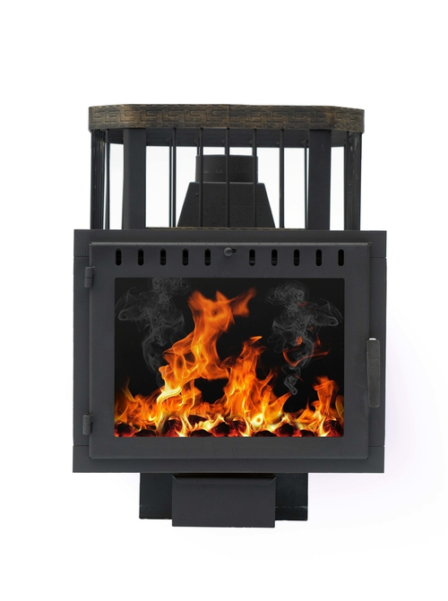 Печь для бани чугунная Сибирь-24 панорамная дверка (сетка)