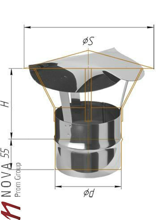 Зонт Craft нержавеющий (304/0,5 мм) ф115 по воде