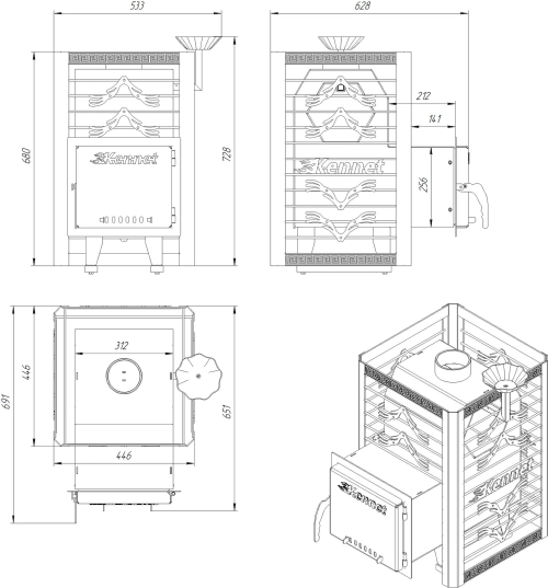 Банная печь «Kennet Форт 12» (сетка)