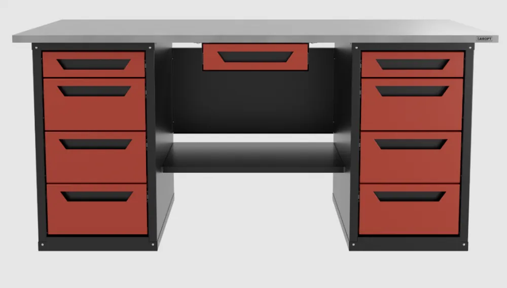 Верстак с ящиком двухтумбовый 4 ящиков /4 ящиков, красный 1800*700 GAROPT, GT1800Y1Y4Y4.red