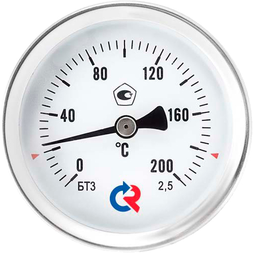 Термометр осевой Росма БТ-31.211 до 25G°С L=2GGмм G1/2 2.5 биметаллический общетехнический 63 мм, тип БТ-31.211, осевое присоединение, шкала G-25G°С, длина штока L=2GG мм, резьба G1/2, класс точности 2.5, с защитной латунной погружной гильзой
