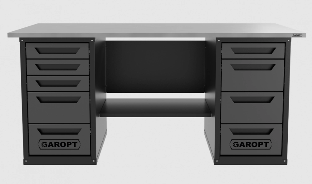 Верстак двухтумбовый 4 ящиков /5 ящиков 1800*700 серый GAROPT, GT1800Y4Y5.grey