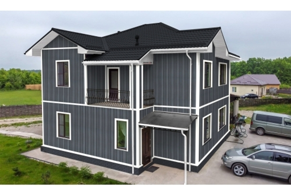 Металлочерепица классик Grand Line 0,5 PurLite Matt RAL 7024 мокрый асфальт