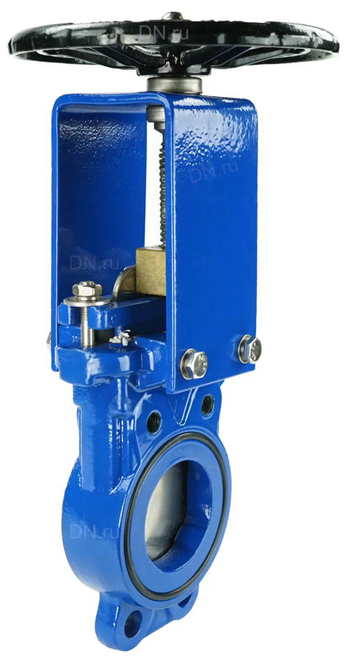 Задвижка шиберная DN.ru GVKN1331N-2W-Fb-S Ду80 Ру16 двусторонняя, межфланцевая, шпиндель - невыдвижной, корпус - чугун GGG40, шибер - нержавеющая сталь 304, уплотнение - NBR, управление - штурвал