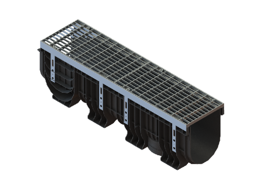 Лоток пластиковый PolyMax Drive DN200 h300 с решеткой ячеистой ОС кл.А15 (к-т)