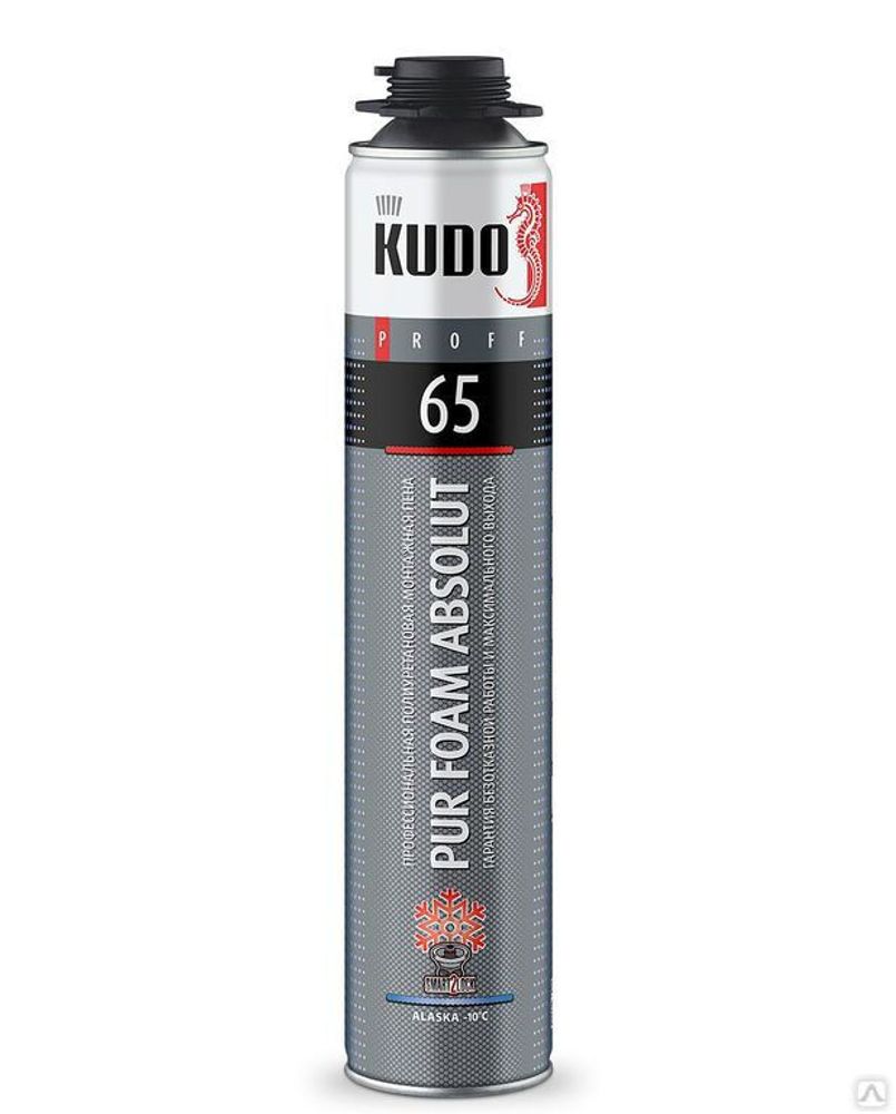 Пена монтажная KUDO PROFF 65 ALASKA -10 ºC зимняя c безотказным клапаном 1000 мл, 920 гр