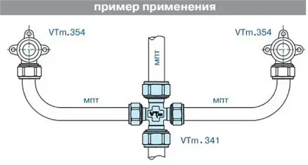 Крестовина компрессионная редукционная 26мм x 16мм x 26мм x 16мм Valtec VTm.341.N.261626