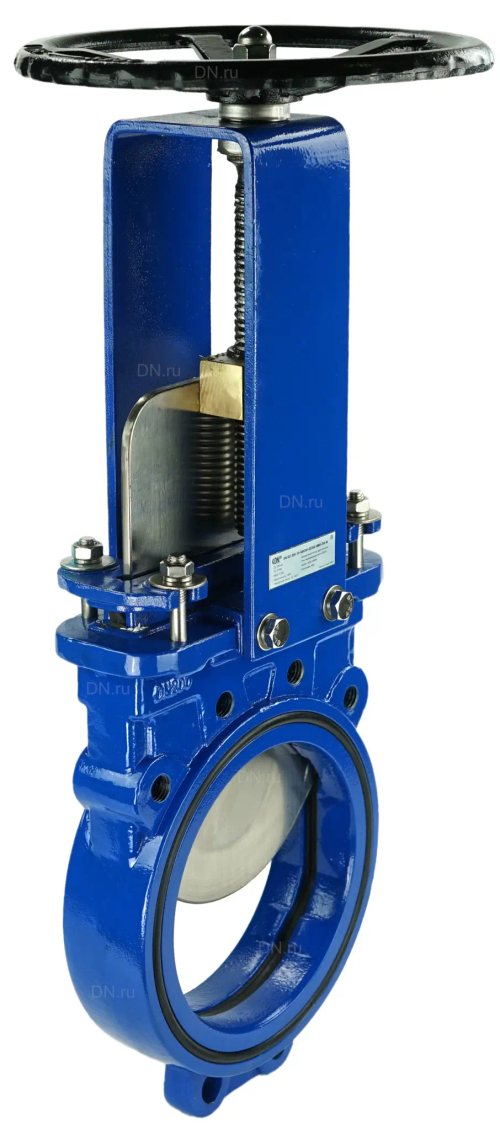 Задвижка шиберная DN.ru GVKN1331N-2W-Fb-S Ду200 Ру10 двусторонняя, межфланцевая, шпиндель - невыдвижной, корпус - чугун GGG40, шибер - нержавеющая сталь 304, уплотнение - NBR, управление - штурвал, NxM - 12x20