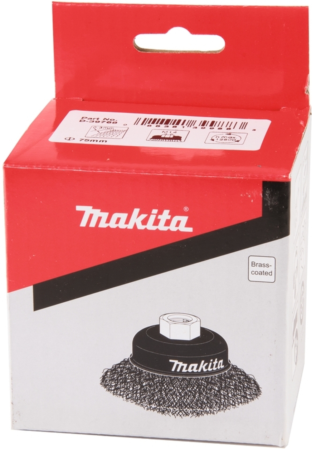 Чашечная щётка 75 мм, стальная проволока с латунным покрытием 0,3 мм, M14, для УШМ Makita D-39768