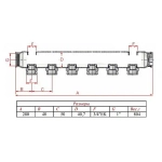 Коллектор распределительный проходной 5 отводов 1"в/в x ¾"ек Valtec VTc.505.SS.060505