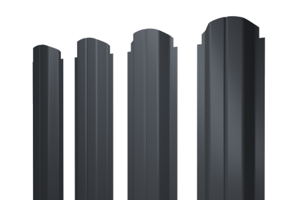 Штакетник П-образный А фигурный 0,5 Drap RAL 7024 мокрый асфальт
