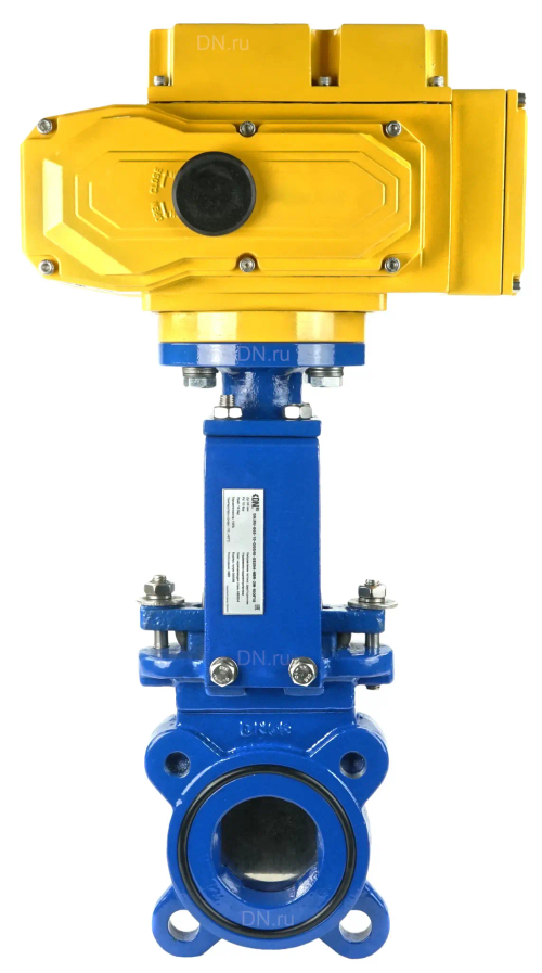 Задвижка шиберная ножевая DN.ru GVKN1331N-2W-Fb-ISO Ду65 Ру10 межфланцевая, с невыдвижным шпинделем, корпус - чугун GGG-40, уплотнение - NBR, с электроприводом DN.ru MT-N-005EM-О1-220AC-У1 220В
