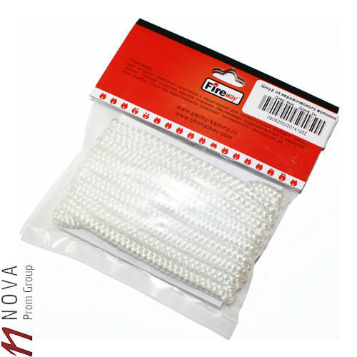 Шнур уплотнительный из керамического волокна, 6мм, L=3м, белый, FireWay