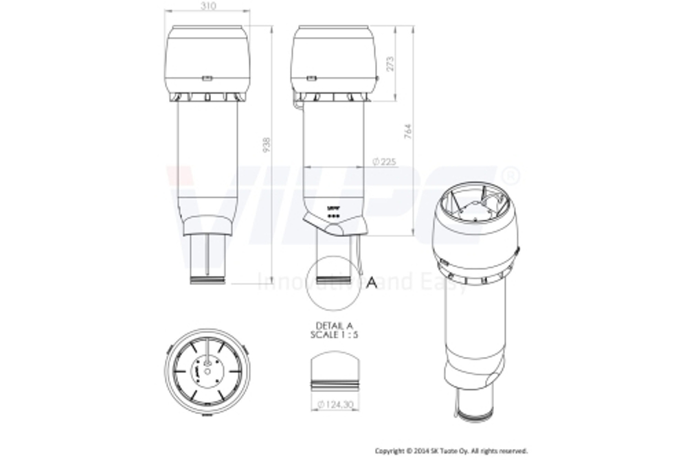 Вентилятор Vilpe Е190 P 125/700 серый