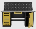 Верстак двухтумбовый дверь/4 ящиков с экраном и ящиком, желтый 1800*700 Garopt, GT1800DY1Y4PP.yell