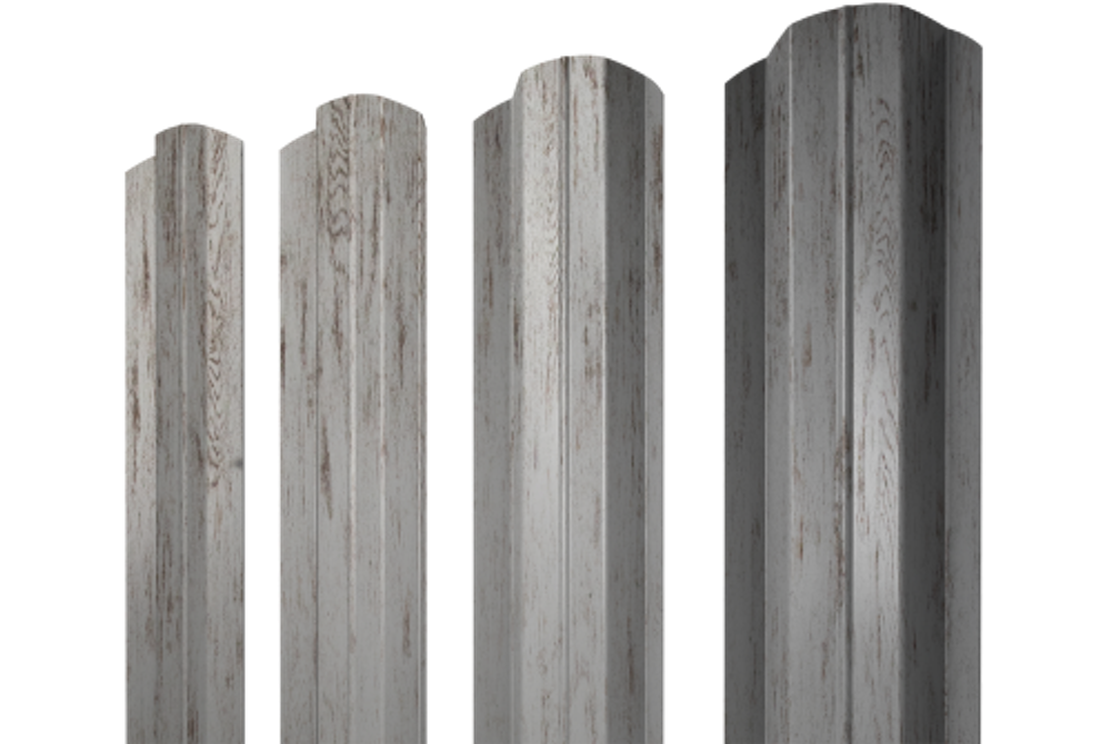 Штакетник М-образный B фигурный 0,45 Print Elite Snow Wood TwinColor