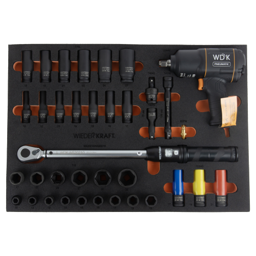 WDK-3740S Набор пневматического и динамометрического инструмента в ложементе, 37 предметов