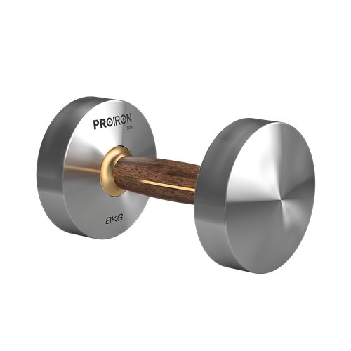 Гантель из нержавеющей стали и орехового дерева 8 кг ProIron от ГЕЛЕОС