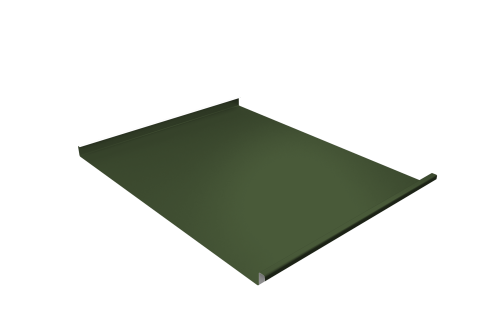 Фальц двойной стоячий Grand Line 0,5 GreenCoat Pural BT с пленкой на замках RR 11 темно-зеленый (RAL 6020 хромовая зелень)