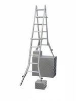 Шарнирная телескопическая лестница с выдвижными боковинами STABILO 4х5