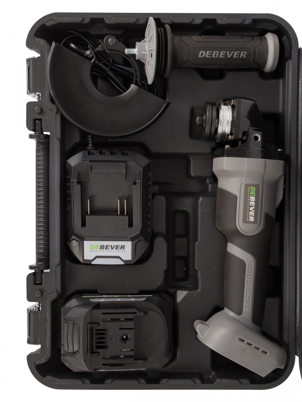 DBE-9322BKIT Угловая шлифмашина аккумуляторная DeBever с бесщёточным двигателем, 125 мм, 20В в наборе с аккумулятором и зарядным устройством