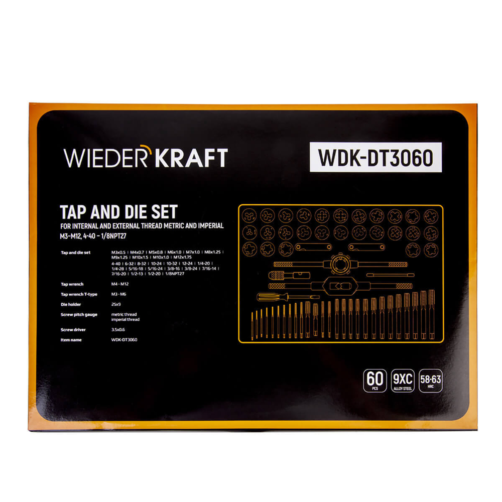 Набор метчиков и плашек М3-12 WDK-DT3060