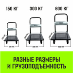 Тележка ручная платформенная металлическая HITCH 150кг 720*480 колеса резиновые 100мм
